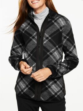 T by Talbots Black & Gray Plaid  Jacket size Large Petite